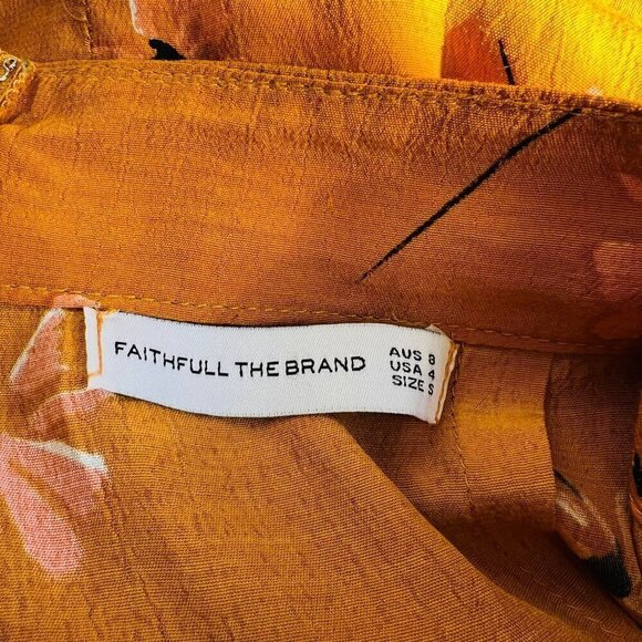 Faithful the brand Kamares floral prints Flowy midi skirt, mustard yellow, Sz 4 - Picture 7 of 8